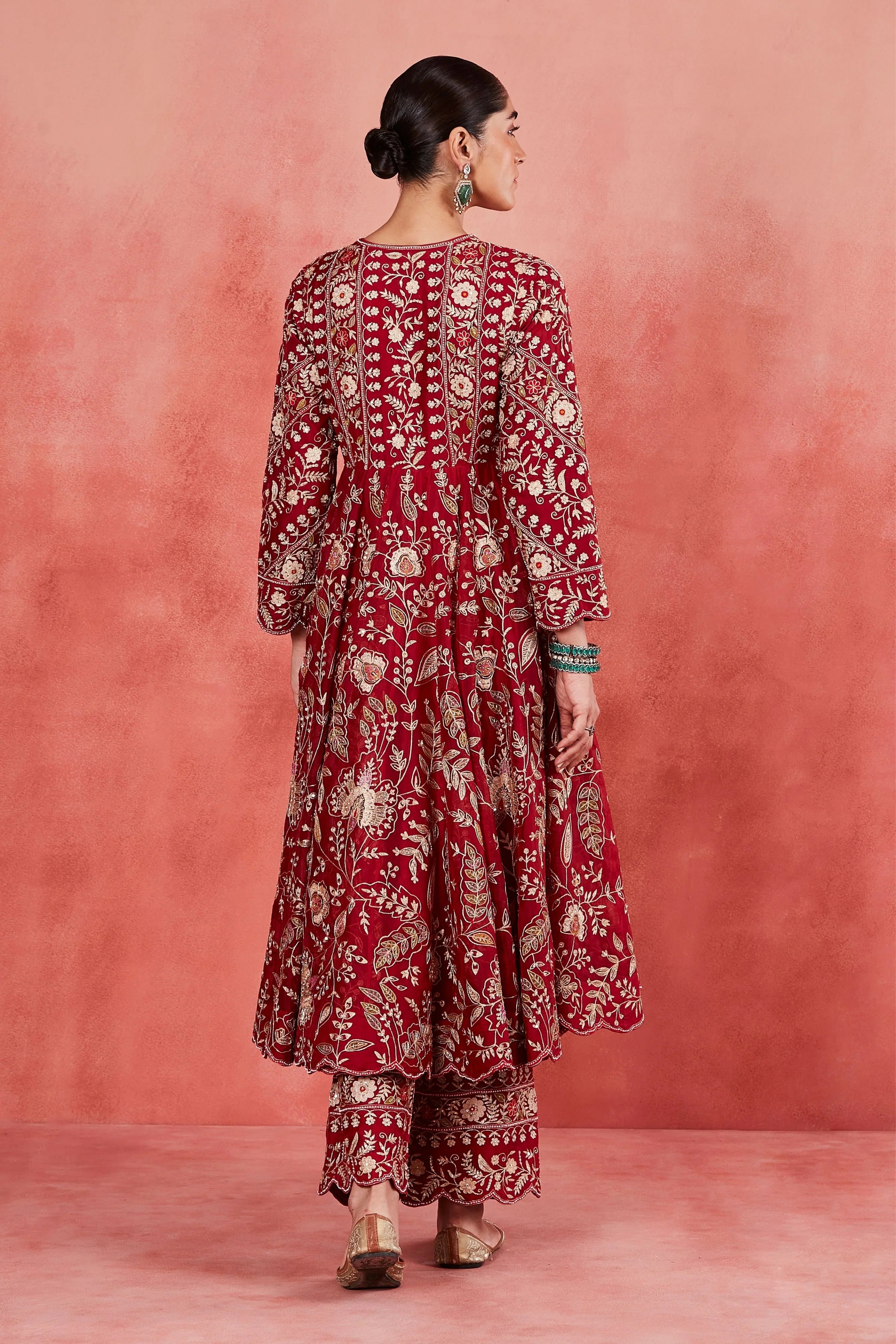 Maroon Embroidered SetKurta Palazzo