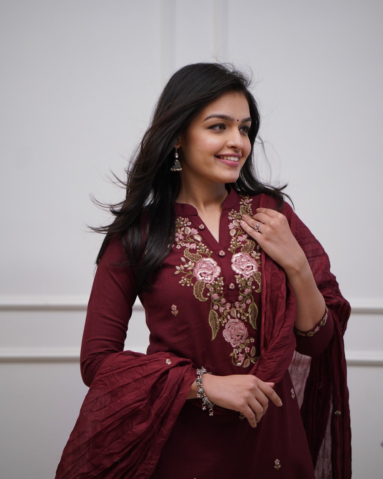 Embroidered Cotton Suit Set with Dupatta