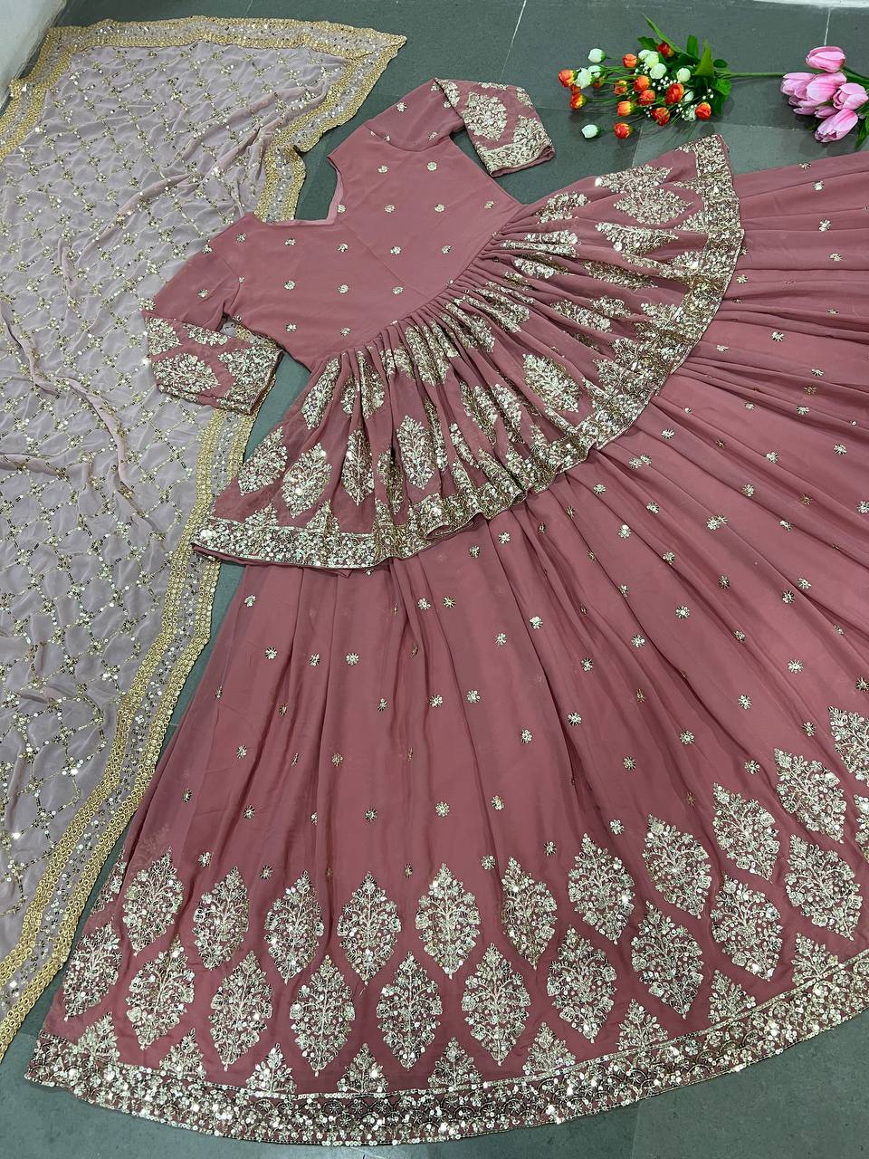 Faux Georgette Lehenga