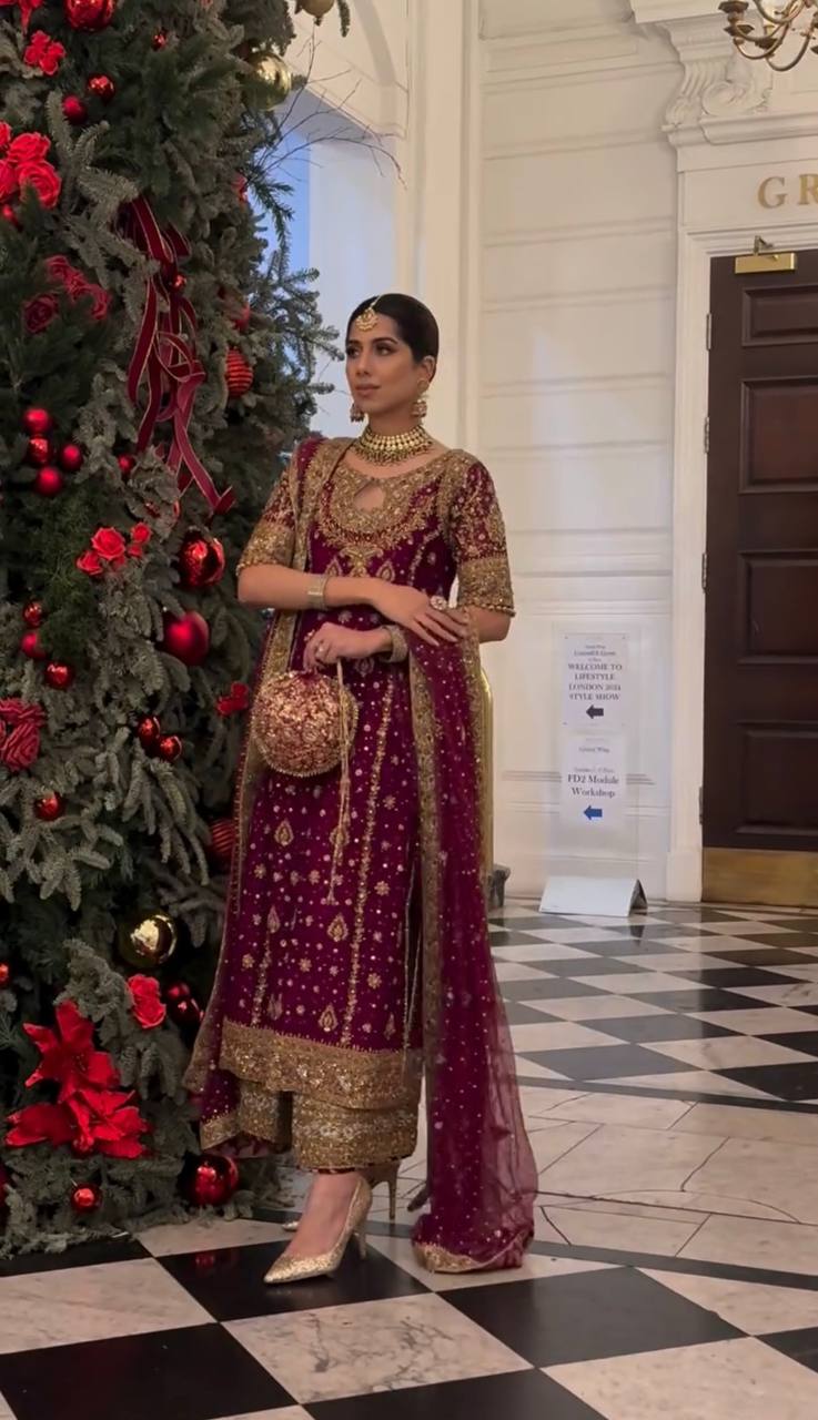 Maroon And Gold Festive Ensemble