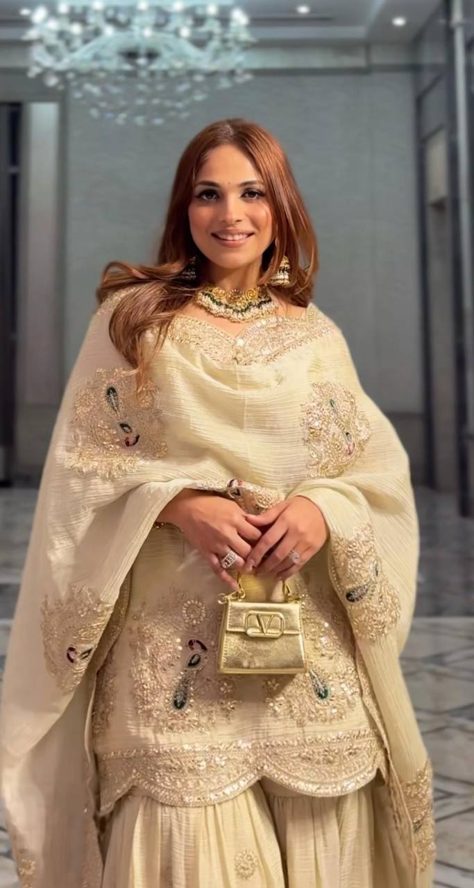 Embroidered Cream Ensemble