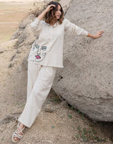 Embroidered Cotton Flex Co-Ord Set