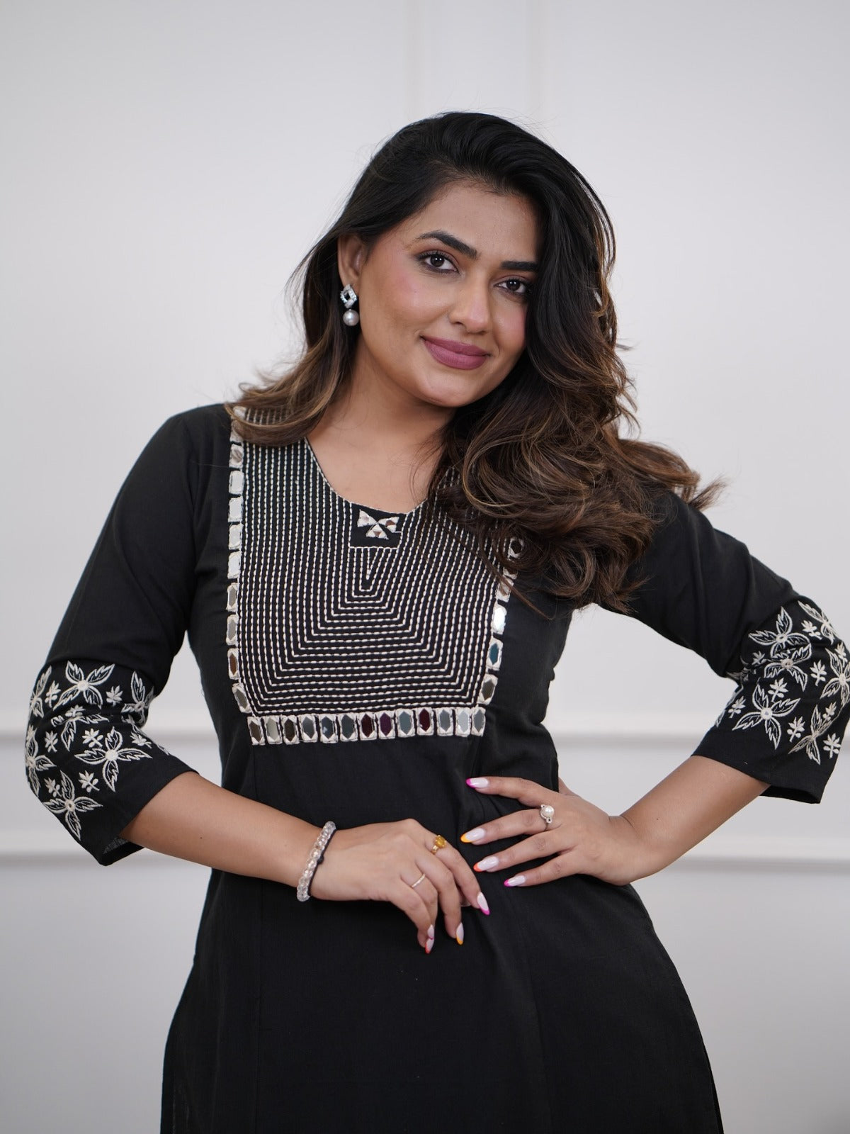 Embroidered Cotton Kurta and Pant Set