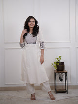 Embroidered Cotton Kurta and Pant Set