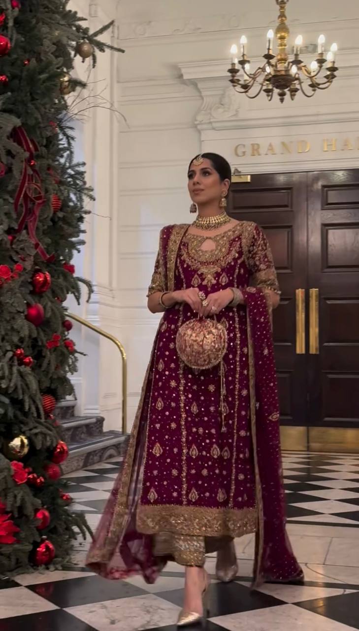 Maroon And Gold Festive Ensemble