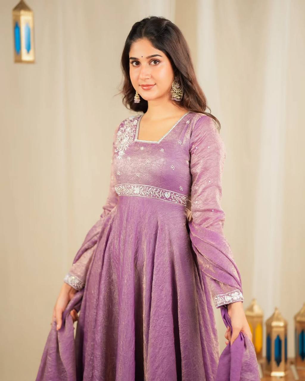 Purple Goldcrush Silk with Embroidery Sequence Work