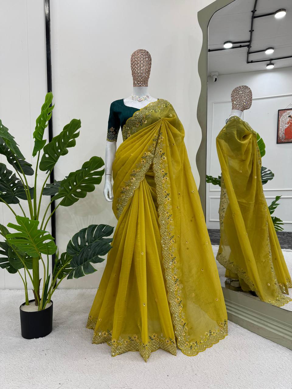 Sparkling Yellow Saree