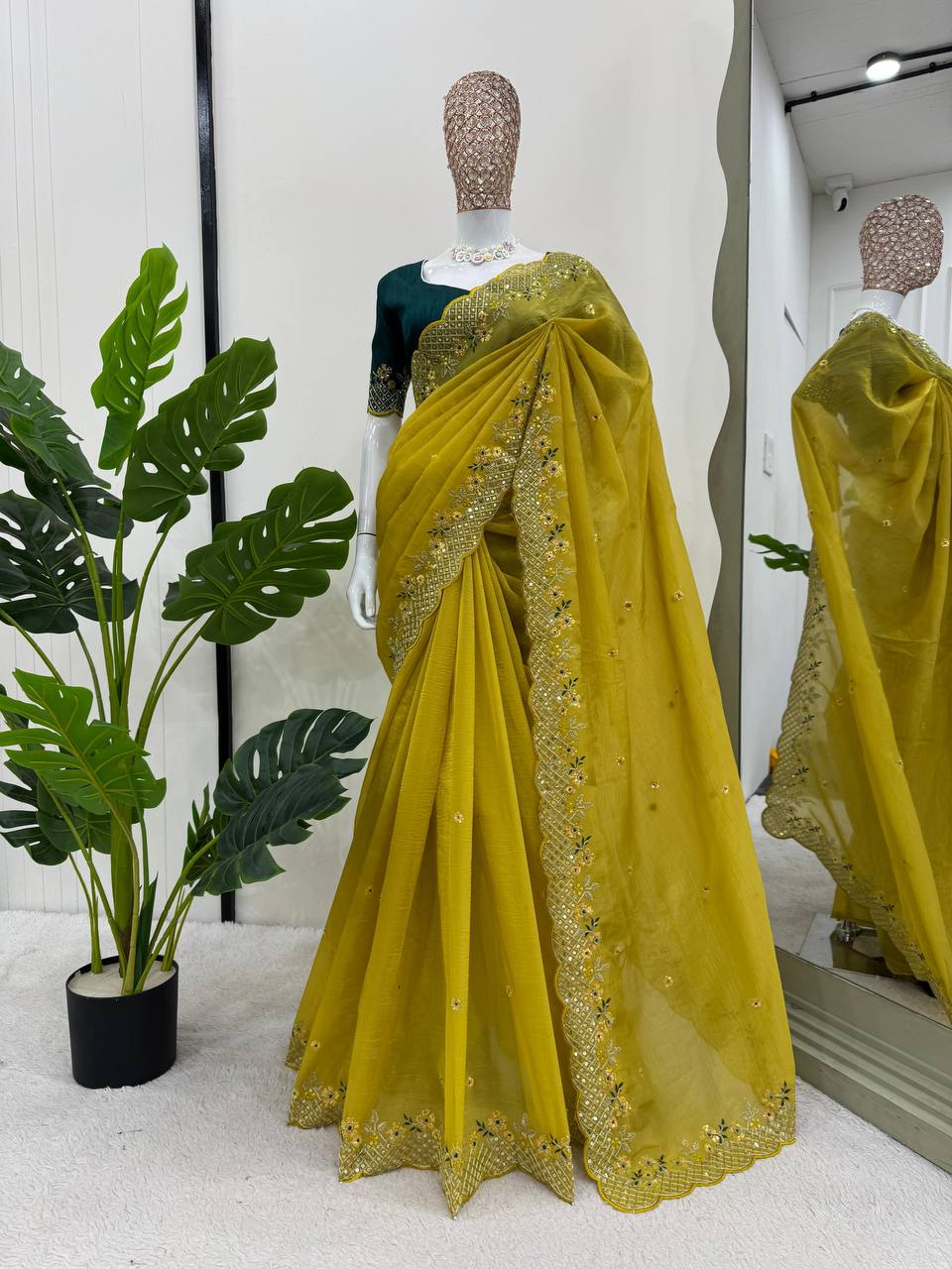 Sparkling Yellow Saree